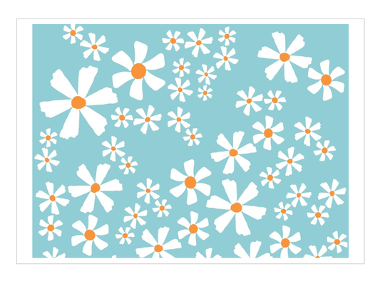 Large Edible Cake Wrap Daisies on Blue