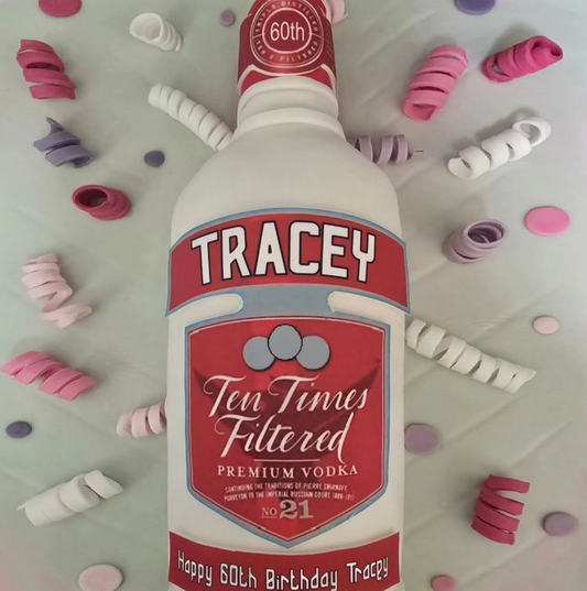 Personalised Edible Vodka Bottle Label Cake Topper
