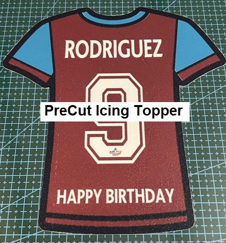 Edible Personalised Large Football Shirt Cake Topper