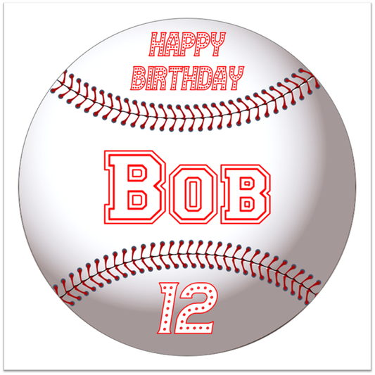 Large Personalised Baseball BALL Cake Topper