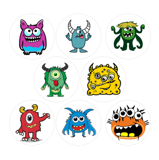 Mixed Monsters Edible Cup Cake Toppers (Pre-Cut)